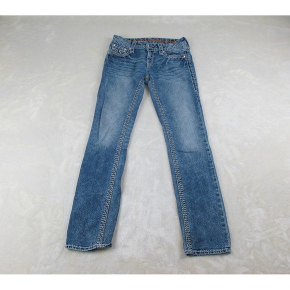 Rock Revival Pants Womens 28 Blue‎ Denim Jeans Janelle Straight Ladies 28X30* - Picture 2 of 16